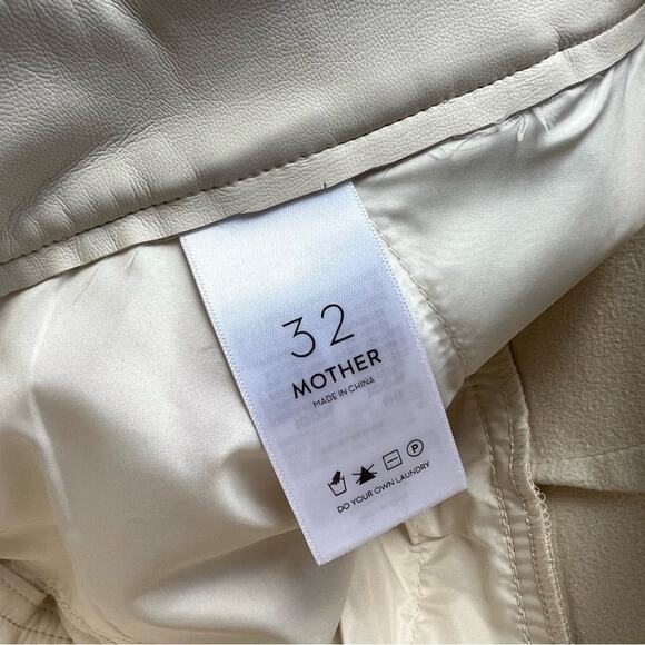 Mother High Waisted Egret Tunnel Vision Pleated Prep Faux Leather Pants Size 32 - Picture 9 of 13